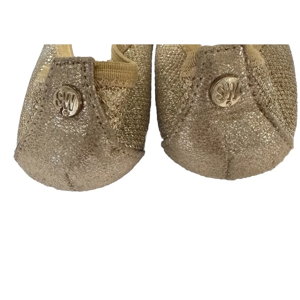 STUART WEITZMAN Gold Metallic Ballet Flat Shoes, Size: 1‎ Girls